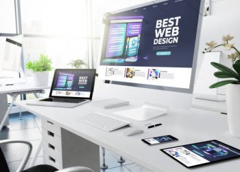 office responsive devices design website 3d rendering